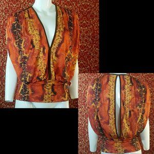 SAVEE orange open back blouse XS✨